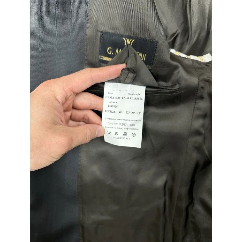 G. Manzoni Mens Gray Blazer Jacket Reda Super 110 2-Button striped Wool 40R